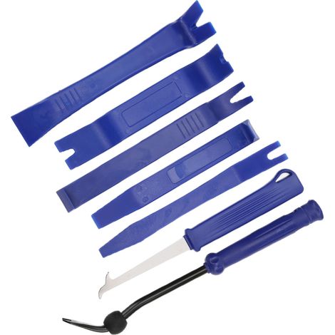 Kit de 7 outils de démontage audio, levier en plastique pour garnitures auto, radio, portes, tableau de bord, nettoyage pneus (1/5)