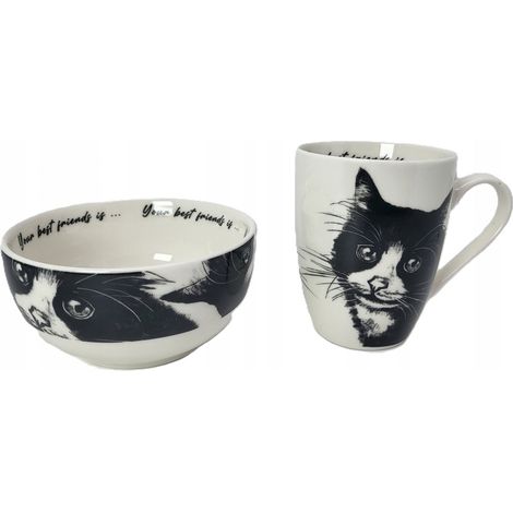 Ein tolles Set aus Tasse und Schüssel mit Katzenmotiv – IDEAL ALS GESCHENK (1/5)