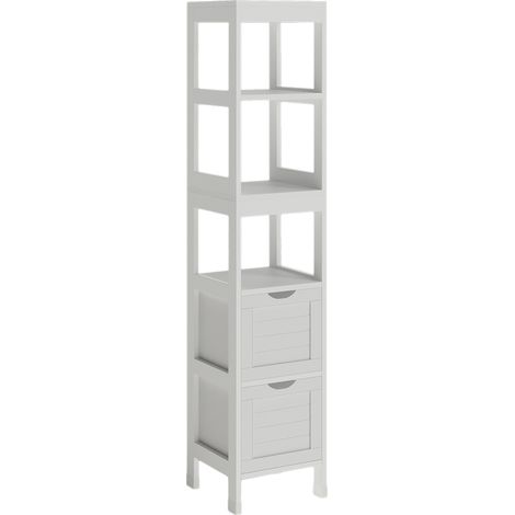 Armario de baño Vilda, Blanco, 30 x 144 cm con 2 cajones, Vicco