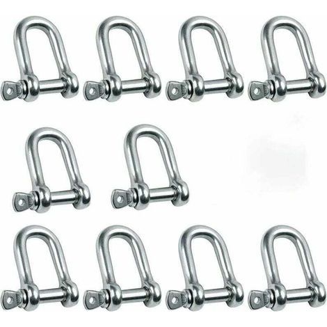 Manille Inoxydable M5 Droite avec Bracelet Acier 10 Pièces (1/4)