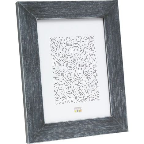 Style Rustique Cadre Photo Bois Peint Gris Foncé 36,2 x 36,2 x 1,4 cm (1/3)