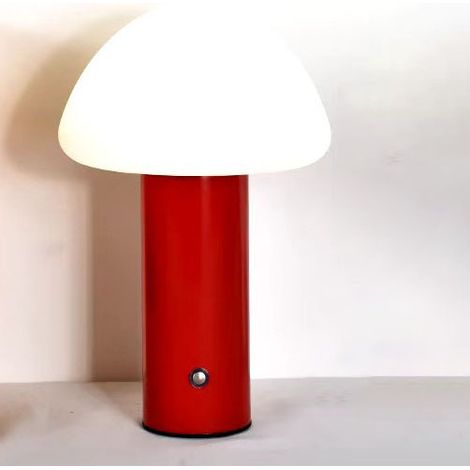 Lampe de bureau rechargeable, jolie veilleuse en forme de champignon, lampe de chevet, 1800 mAh, lumière tricolore, rouge (1/4)