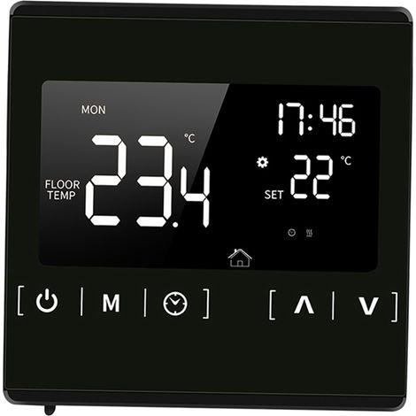 Decdeal – Thermostat de plancher chauffant électrique tactile – Programmable 5-2 jours – Protection anti-gel et surchauffe – AC 85-250V – Écran LCD 71x40mm