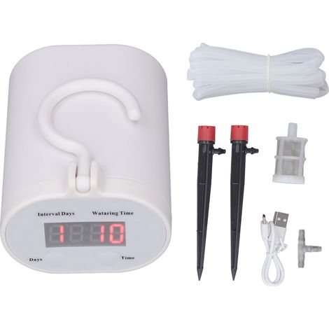 Sistema Irrigazione Automatica per Piante – Sensore Umidità, Timer LCD, Batteria 2000mAh Ricaricabile USB – Design Compatto in ABS – Ideale per Balcone e Interni (1/5)