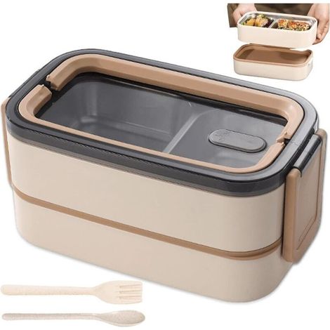 Bardusch-Boîte à lunch 1400 ml : boîte à bento hermétique en acier inoxydable sans BPA avec couverts et compartiments (1/4)