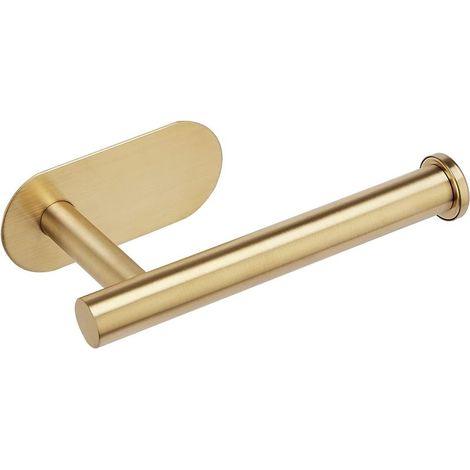 Wandmontierter Toilettenpapierhalter, 3M-Klebeband, Edelstahl SUS 304, kein Bohren erforderlich, für Badezimmer (gebürstetes Messing). (1/5)