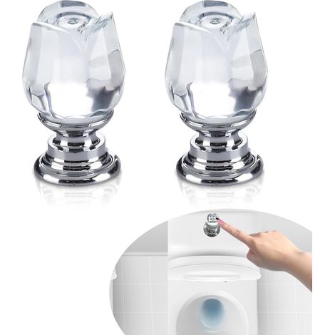 Lot de 2 boutons poussoirs en forme de losange pour réservoir de toilettes (1/4)