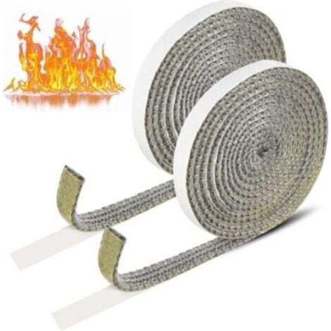 Joint Insert Cheminée Autocollant. 2 Pièces Joint Vitre Poele a Bois. Joint d'Étanchéité en Fibre de Verre pour Poêle Cheminée Tube Poele Porte de Four (2mmx10mmx2m)