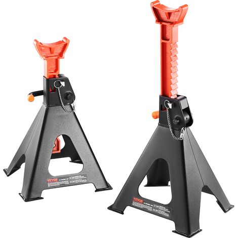 VEVOR Soportes de Gato Capacidad de 6 Toneladas (13,000 lbs) Soportes de Gato para Automóvil con Doble Bloqueo Altura Ajustable de 360-585 mm para Levantar SUV, Camioneta, Automóvil y UTV/ATV, 1 Par (1/5)
