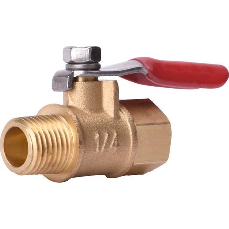 Vanne à boisseau sphérique en laiton robuste pour compresseur d'air (vanne d'arrêt), raccord de tuyauterie fileté NPT mâle et femelle 1/4 pouce