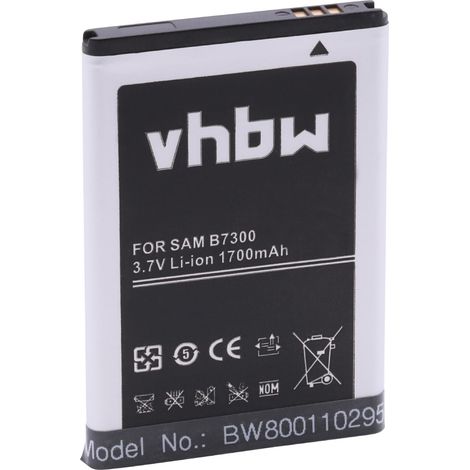 vhbw Akku kompatibel mit Samsung Galaxy Halo, GT-B7300, Craft R900, Galaxy Rookie, Conquer 4G Handy Smartphone Telefon (1700 mAh, 3,7 V, Li-Ion)