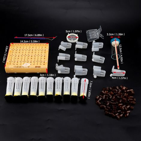 Kit Elevage Reines 155 Pièces Outil Apiculture Boîte Plastique Cupules Cellules Tube Marquage Lot (1/5)
