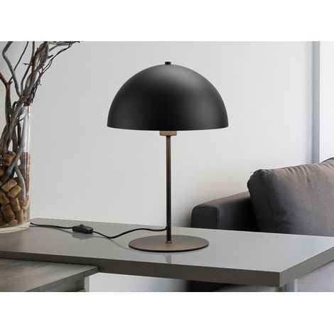 Große Tischleuchte NOLA aus Metall Schwarz, Lampenschirm innen Gold, Höhe 45cm
