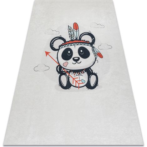 Tappeto lavabile BAMBINO 1129 panda per bambini antiscivolo - crema beige 160x220 cm