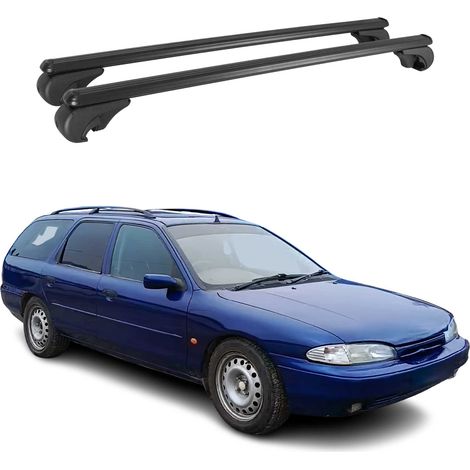 OMAC Aluminium Dachträger Querträger für Ford Mondeo I Kombi 1993-2001 – TÜV / DIN 75302:2019 – Abschließbar – Max. 75 kg – 2 Stangen Schwarz (1/5)