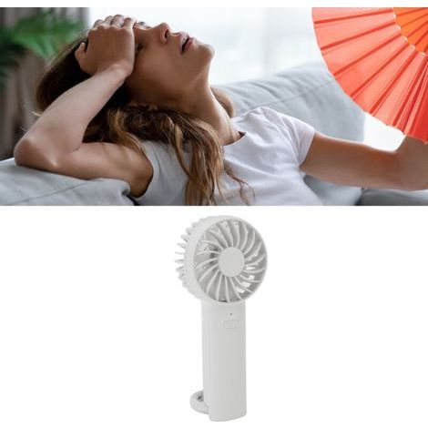 Tragbarer Reiseventilator mit Haken, 3 Geschwindigkeitsstufen, leise, Akku, leicht, weiß, aus ABS-Kunststoff, Abmessungen: 37 x 63 x 176 mm (1/5)