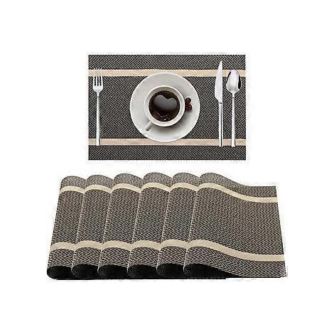 Thickoad Platzsets, 6er-Set Tischsets aus gewebtem Kunststoff, waschbar, rutschfest und hitzebeständig, für Küche, Esszimmer und Restaurant, 45,7 x 30,5 cm (18 x 12 Zoll).
