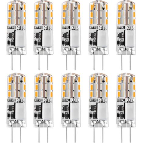Ampoules LED G4 1,24 W - Remplace les ampoules halogènes de 20 W - Blanc chaud 3000 K 12 V AC/DC - 93 lm - Pas de scintillement - Intensité non variable,Lot de 10 [Classe énergétique C] (1/5)