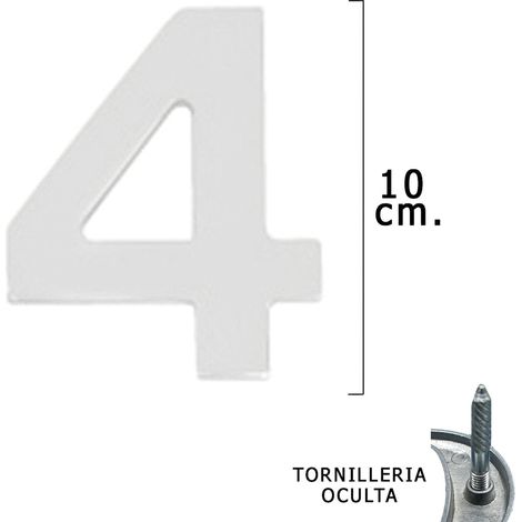 WOLFPACK LINEA PROFESIONAL - Numéro en métal "4 Argent mat 10 cm. avec vis cachées (Blister 1 pièce)