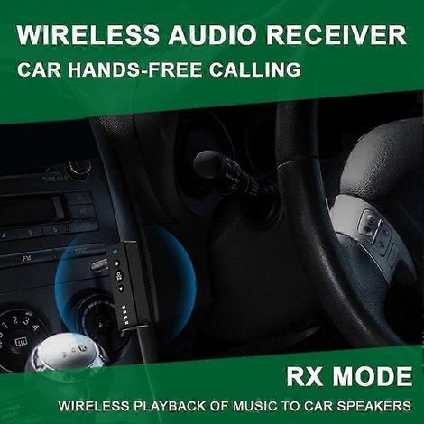 Adaptateur Bluetooth sans fil avec affichage numérique et microphone, compatible avec les cartes TF, prise jack stéréo 3,5 mm, double émetteur-récepteur, compatible avec les voitures et les ordinateur (1/3)