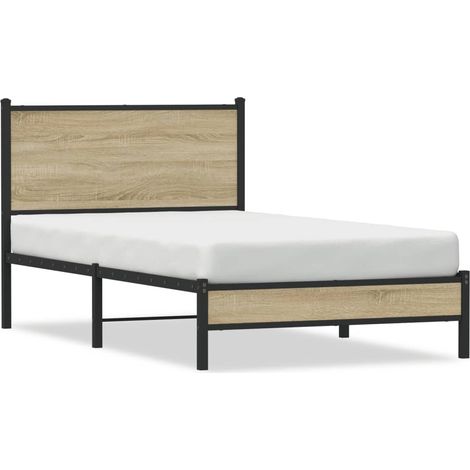 Lit simple Lit adulte Cadre de lit en métal sans matelas chêne sonoma 100x190 cm (1/5)