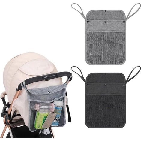 Juego de 2 bolsas organizadoras para cochecito: organizador para carrito,bolsa para cochecito de bebé (negro y gris) (1/5)