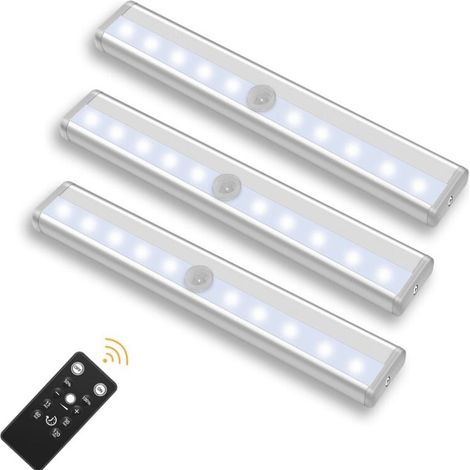 Lampe LED sans Fil 3 Packs avec Télécommande - Pour Chambres, Armoires, Vitrines, Aucun Câblage Requis(lumière blanche) (1/4)