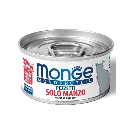Monge Gatto Monoproteico Sfilaccetti Lattina 80gr Solo Manzo (1/3)