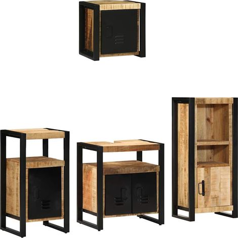 Maison Exclusive - Set di mobili per il bagno 4 pz Marrone e Nero 55 x 35 x 60 cm (1/5)