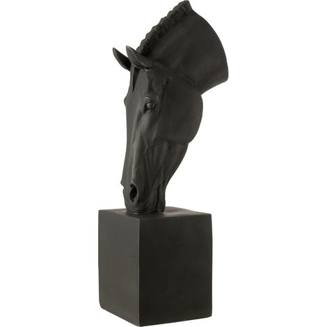 Tête de Cheval sur Socle "Hollywood" 95cm Noir (1/5)