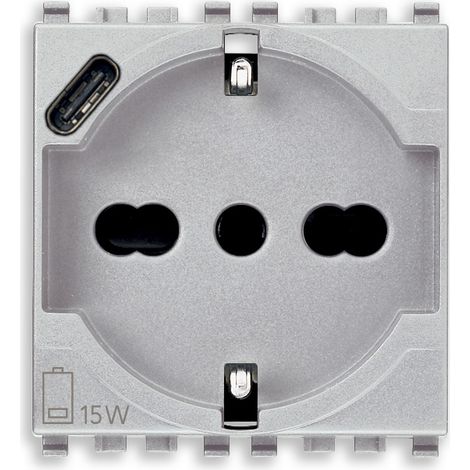 VIMAR - 20210.USB.N Presa 2P+T 16A universale + USB C Next