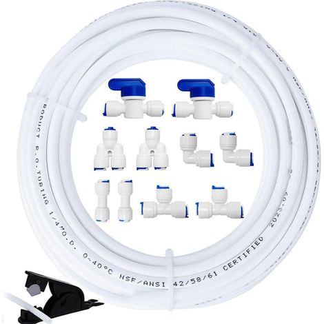Universal Refrigerator Connection Kit Water Pipe Osmosis System 15m Hose with Y/T/I/L Shape Quick Connector Shut-off Valve Pipe Cutter (1/5)