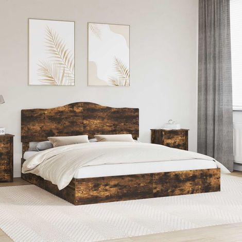 Aufbewahrungsbett Geräucherte Eiche 180 x 200 cm Holzwerkstoff