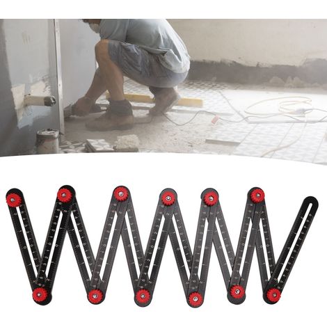 Multi Angle Tool, Équerre Universelle de Mesure 12-Sections en Alliage d'Aluminium pour Menuiserie Briques Carrelage Bois Pierre Génie Architectural (1/5)