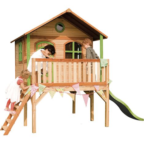 Axi Sophie Maison Enfant Avec Toboggan Vert Clair  Aire De Jeux Pour L'Extérieur En Marron & Vert  Maisonnette / Cabane De Jeu En Bois Fsc