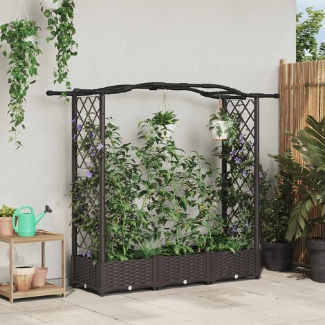 Teenpull – Hochbeet mit Rankgitter und Dach Braun 169 x 40 x 123 cm PP (1/5)