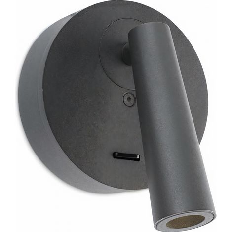 LedsC4 Gamma - Luz de Lectura para Cabecero LED 3.1W y 137lm con Luz Cálida 2700K. Diámetro 10.5cm. Estructura de Aluminio. Color Gris (1/3)