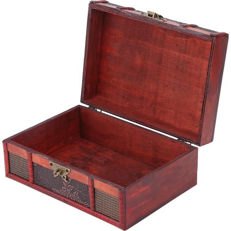 Boîte à Bijoux en Bois, Organisateur de Poitrine Vintage Classique avec Serrure pour Usage Personnel 23x16x9,5 Cm (1/5)