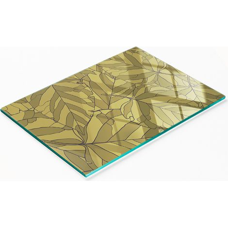 Dekoratives Küchenschneidebrett aus gehärtetem Glas, Blätterform, 80 x 52 cm (1/5)