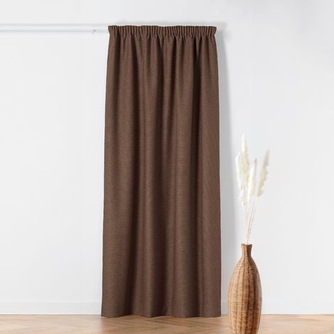 Rideau Thermique à Galon Fronceur - Effet Bouclette Marron Brun 140x260 cm (1/3)