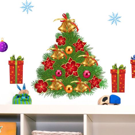 Sticker Décoration pour noël - Autocollants stickers adhésifs noël - décoration fêtes - 90x90cm (1/4)
