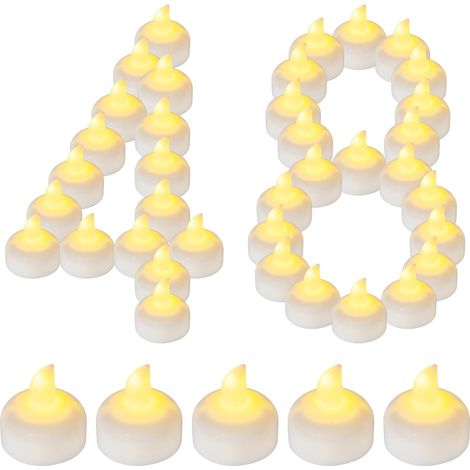 Lot 48 Bougies chauffe-plattiert LED-Flattern ohne Flammen, flüchtige Pfähle für den Außenbereich, Bougies Votives à del à eau blanche für die Hochzeit, Mitteltisch, Vase, Dekorationen (1/5)