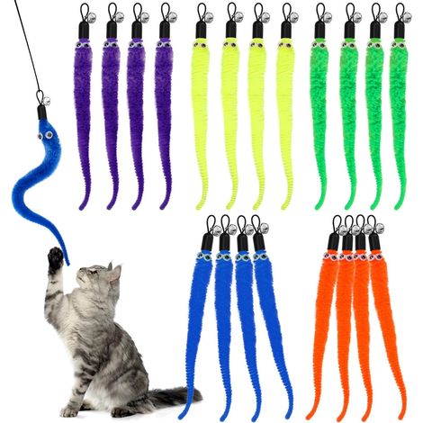 Plume et Clochette pour Chat - 20 Pièces de Remplacement pour Canne à Pêche - Jouets de Dressage pour Chatons (1/5)