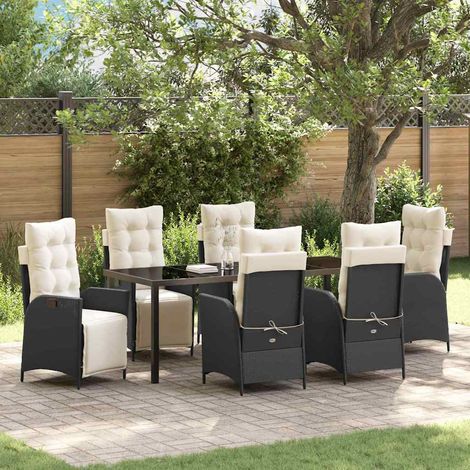 Conjunto de Comedor de Jardín 7 pcs Negro ratán sintético vidaXL (1/5)