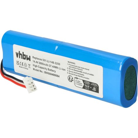 vhbw Batterie compatible avec Ecovacs Deebot N5 HERO, Deebot N5 POWER, Osmo SLIM10, Osmo SLIM11 robot électroménager (2600mAh, 14,4V, Li-ion)