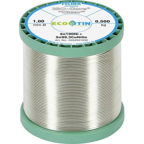 Felder ISO-Core Clear Sn100Ni+ Stagno per saldatura Bobina Sn99,25Cu0,7Ni0,05 0.500 kg 1 mm