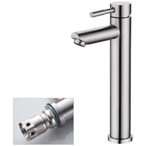 Robinet de salle de bain Robinet de lavabo en acier inoxydable Robinet de lavabo anticalcaire, rehaussé (1/4)