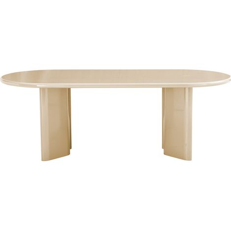 Table à manger 6 personnes ovale en bois laqué - Beige - Glossi (1/5)