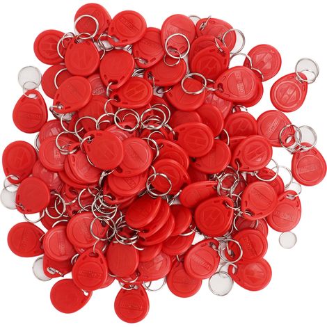 Lot de 100 badges RFID 125 kHz étanches, sensibles à l'induction de proximité, pour systèmes de contrôle d'accès (rouge). (1/5)