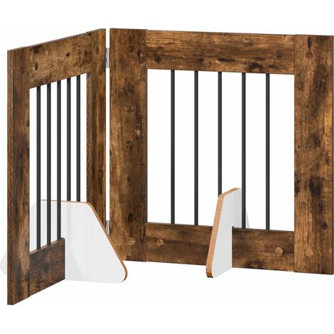 Foldable Dog Gate with Stands 2 pcs Smoked Oak 120.5 cm vidaXL